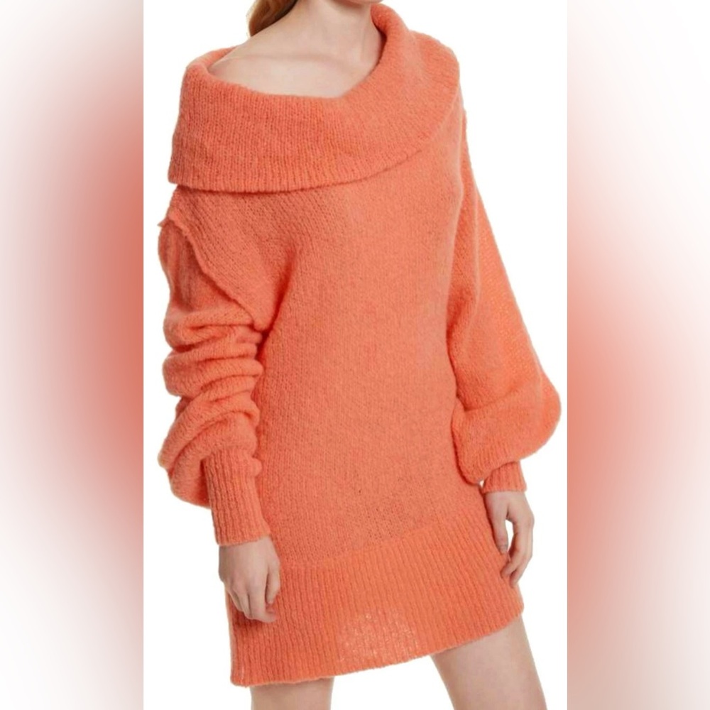 Free People Small Oversized Alpaca Slouchy Knit Sweater‎ Cowl Neck Lagenlook